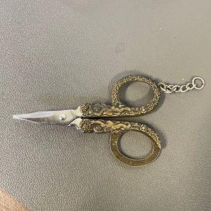 Victorian LOVE & STAR antique chatelaine scissors